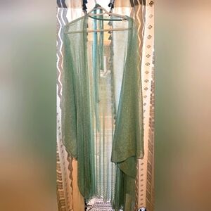 Sheer Green Open Front Cardigan